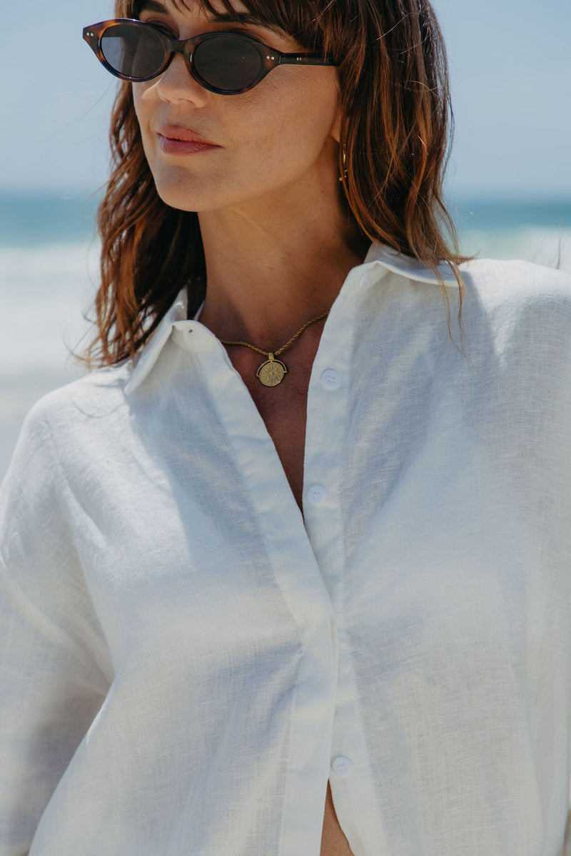 Ada Relaxed-Fit Linen Shirt - White - The Self Styler