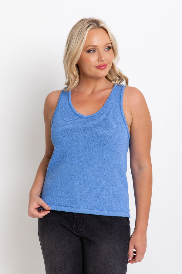 Ciara V-Neck Top - Blue - The Self Styler