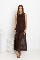 Charlotte Lace Maxi Dress - Choc - The Self Styler