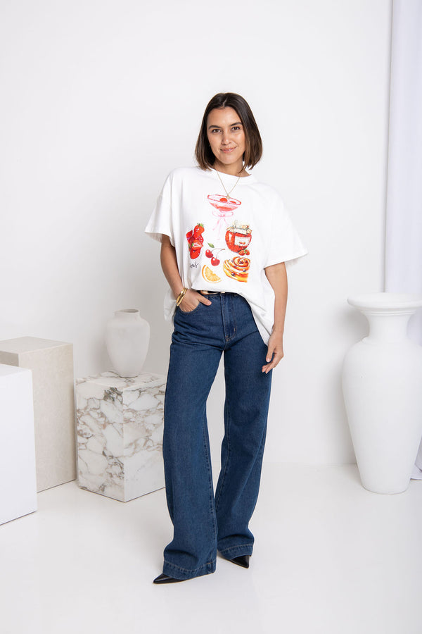 Zali Relaxed-Fit Graphic Tee - White - The Self Styler