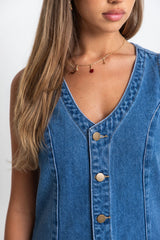 Mila Denim Mini Dress - Dark Wash - The Self Styler