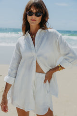 Ada Relaxed-Fit Linen Shirt - White - The Self Styler