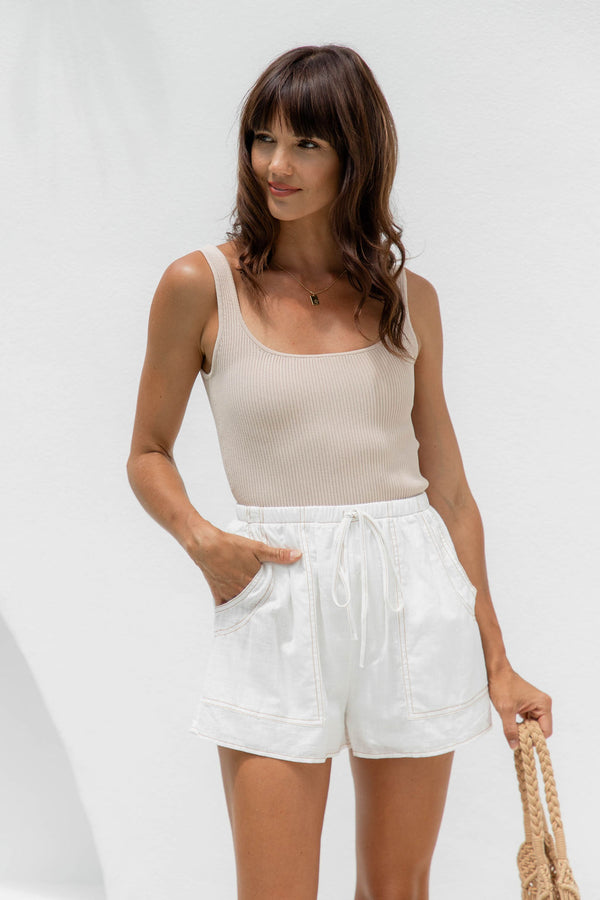 Leia Cotton Shorts - White - The Self Styler