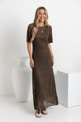 Airlie Crochet Maxi Dress - Mocha - The Self Styler