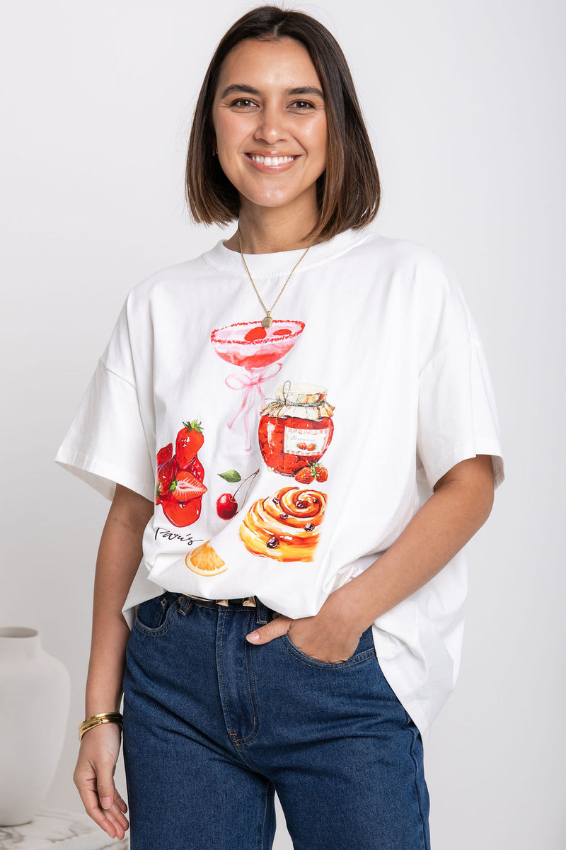 Zali Relaxed-Fit Graphic Tee - White - The Self Styler