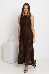 Charlotte Lace Maxi Dress - Choc - The Self Styler