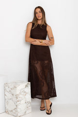 Charlotte Lace Maxi Dress - Choc - The Self Styler
