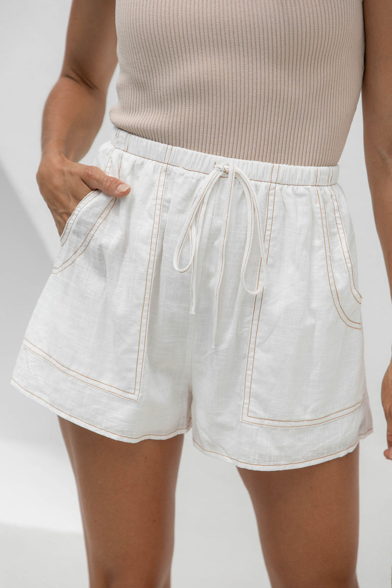 Leia Cotton Shorts - White - The Self Styler