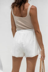 Leia Cotton Shorts - White - The Self Styler