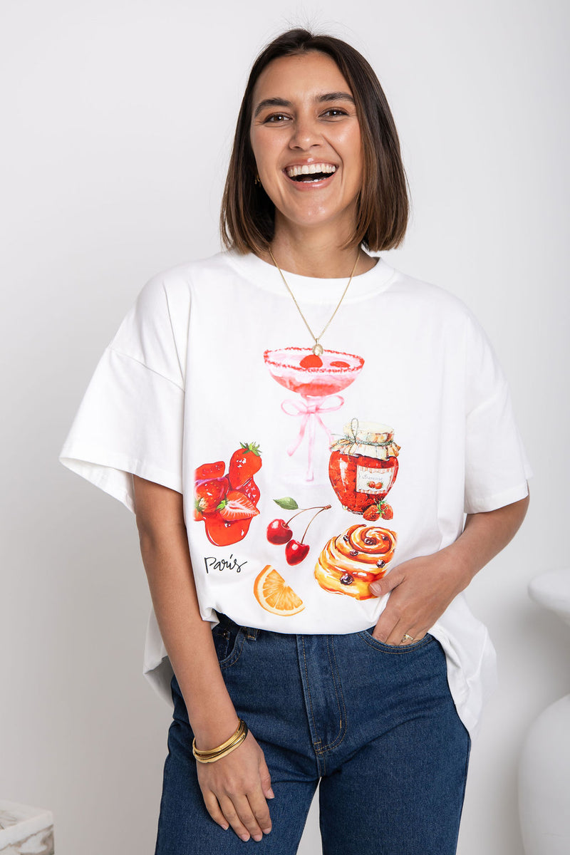 Zali Relaxed-Fit Graphic Tee - White - The Self Styler