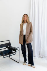 Eli Boyfriend Blazer Jacket - Mocha - The Self Styler