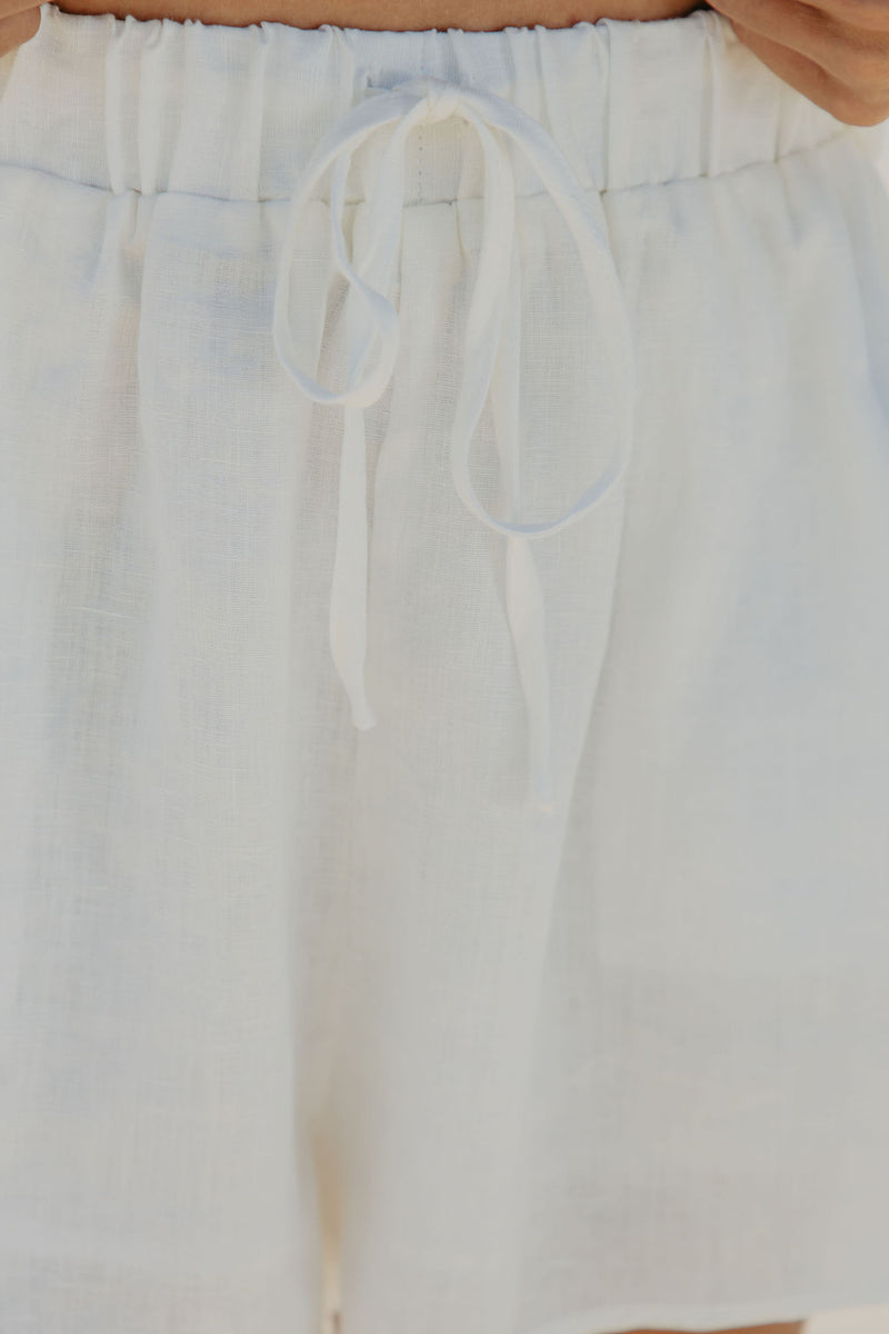 Charlie Linen Shorts - White - The Self Styler