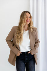 Eli Boyfriend Blazer Jacket - Mocha - The Self Styler