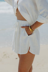 Charlie Linen Shorts - White - The Self Styler