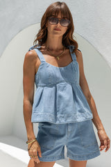 Hannah Denim Top - Light Wash - The Self Styler