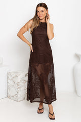 Charlotte Lace Maxi Dress - Choc - The Self Styler