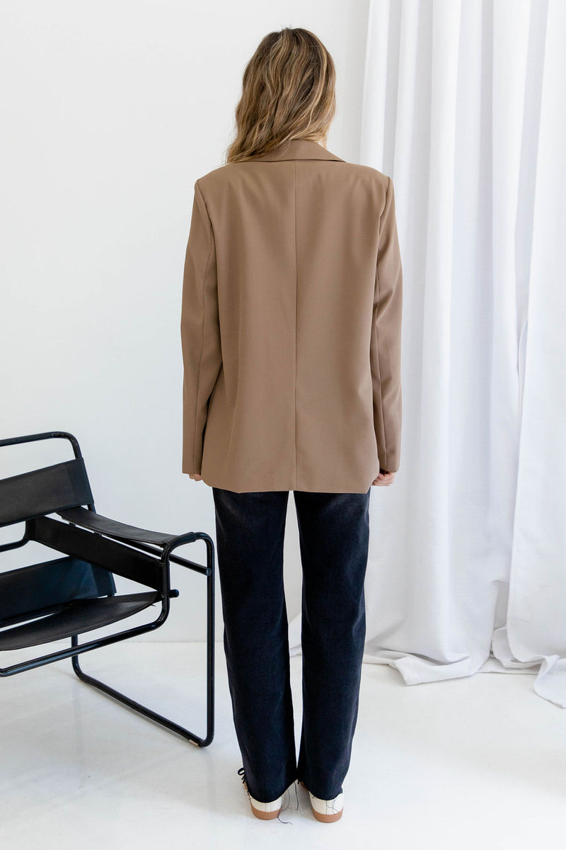 Eli Boyfriend Blazer Jacket - Mocha - The Self Styler
