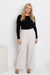 Rae Wide-Leg Pants - Stone - The Self Styler