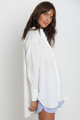 Ada Relaxed-Fit Linen Shirt - White - The Self Styler