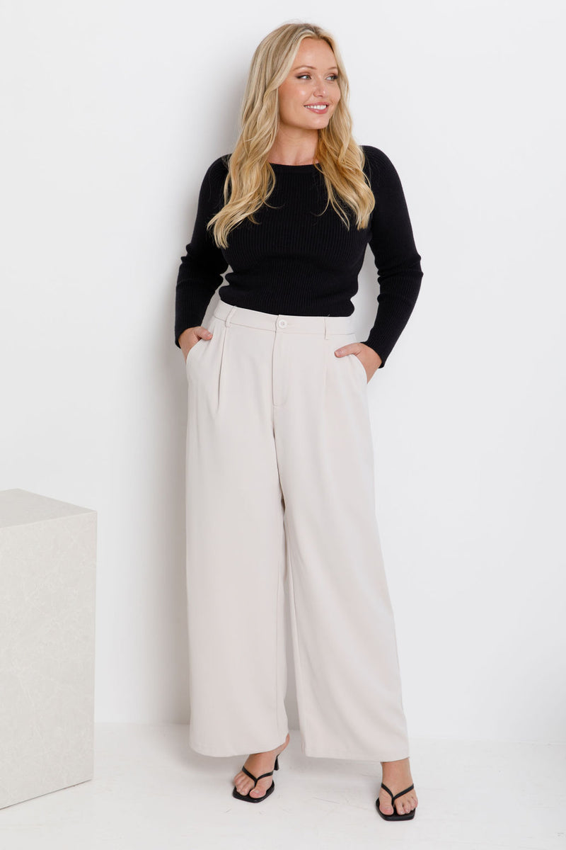 Autumn Long Sleeve Ribbed Knit Top - Black - The Self Styler