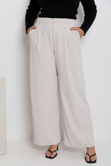 Rae Wide-Leg Pants - Stone - The Self Styler