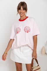 Tulum Shell Print Tee - Pink - The Self Styler