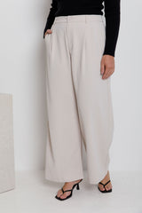 Rae Wide-Leg Pants - Stone - The Self Styler