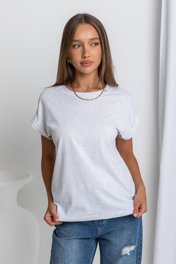 Rhodes Basic Tee - Grey Marle - The Self Styler
