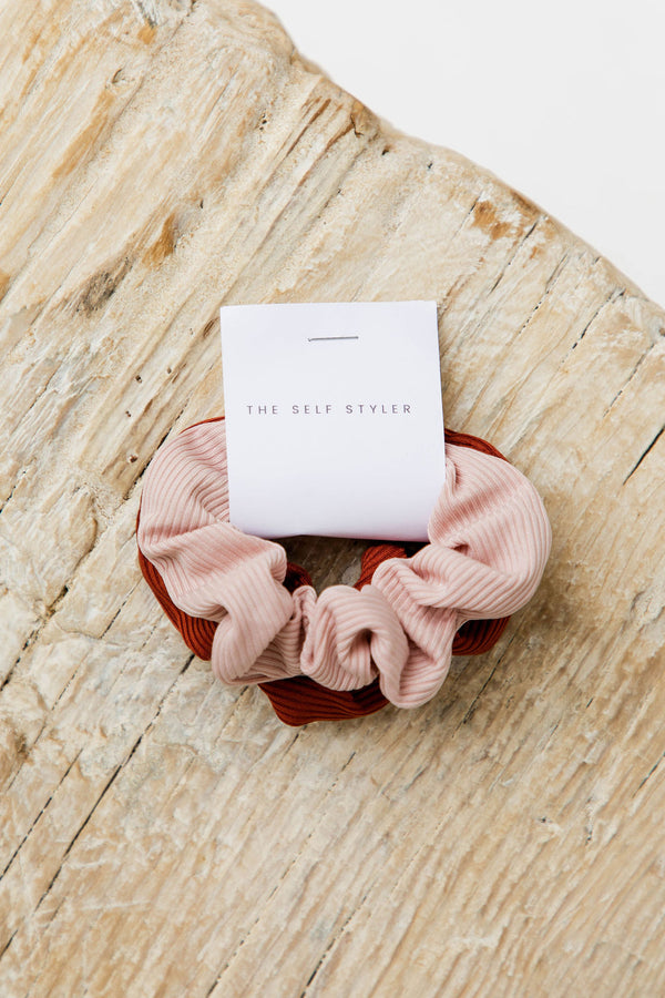 Serena Scrunchie 2pc - Pink and Copper - The Self Styler