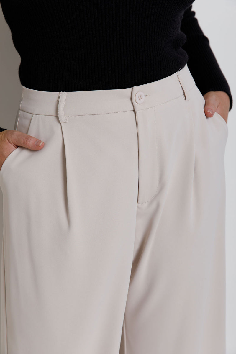 Rae Wide-Leg Pants - Stone - The Self Styler