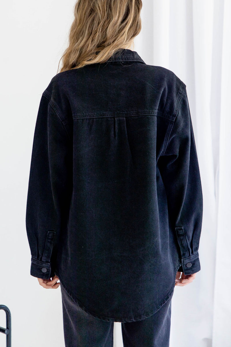 Phoenix Longline Relaxed-Fit Denim Jacket - Black Wash - The Self Styler - The Self Styler