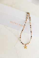 Isla Starfish Natural Stone and Pearl Necklace - Gold - Suni and Sol - The Self Styler