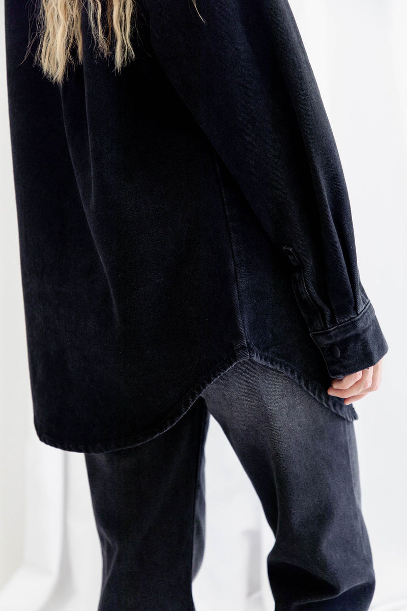 Phoenix Longline Relaxed-Fit Denim Jacket - Black Wash - The Self Styler - The Self Styler