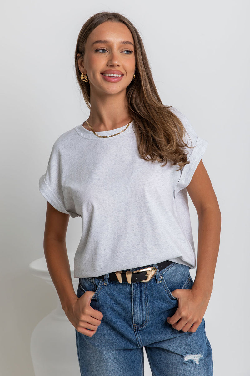 Rhodes Basic Tee - Grey Marle - The Self Styler