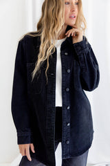 Phoenix Longline Relaxed-Fit Denim Jacket - Black Wash - The Self Styler - The Self Styler