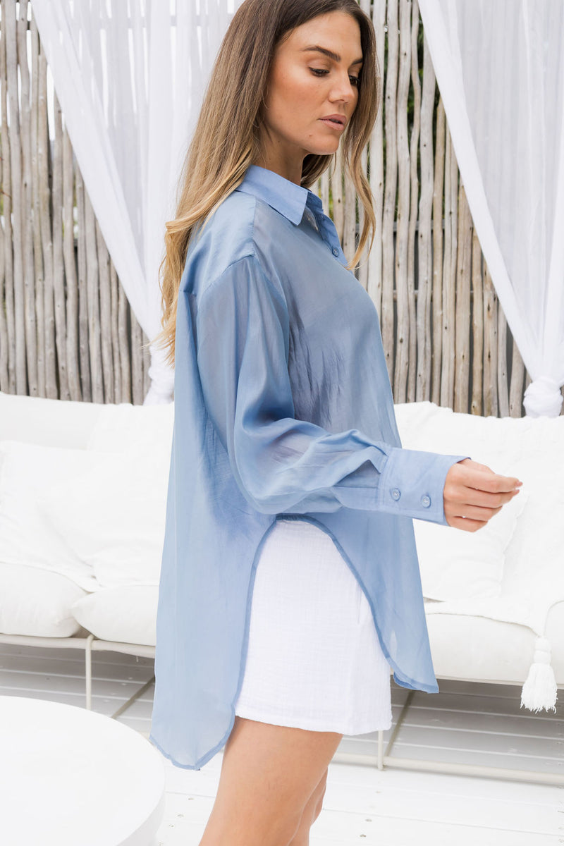 Ellody Shirt - Sheer Blue - The Self Styler