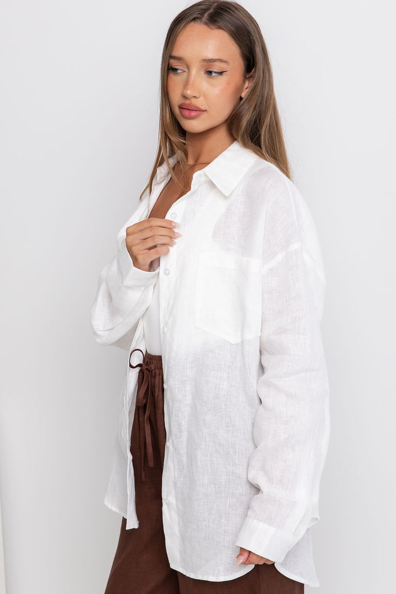 Archie Relaxed-Fit Linen Shirt - Ivory White - The Self Styler