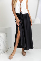Ellie Contrast Maxi Skirt - Black - The Self Styler
