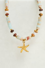 Isla Starfish Natural Stone and Pearl Necklace - Gold - Suni and Sol - The Self Styler