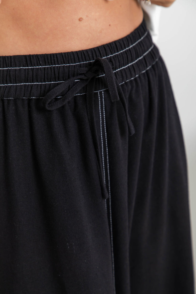 Ellie Contrast Maxi Skirt - Black - The Self Styler