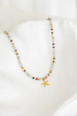 Isla Starfish Natural Stone and Pearl Necklace - Gold - Suni and Sol - The Self Styler