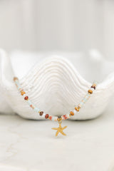 Isla Starfish Natural Stone and Pearl Necklace - Gold - Suni and Sol - The Self Styler