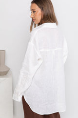 Archie Relaxed-Fit Linen Shirt - Ivory White - The Self Styler