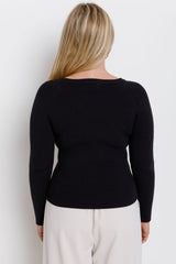 Autumn Long Sleeve Ribbed Knit Top - Black - The Self Styler