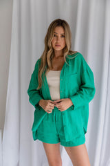 Luna Linen Shorts - Jade Green - The Self Styler