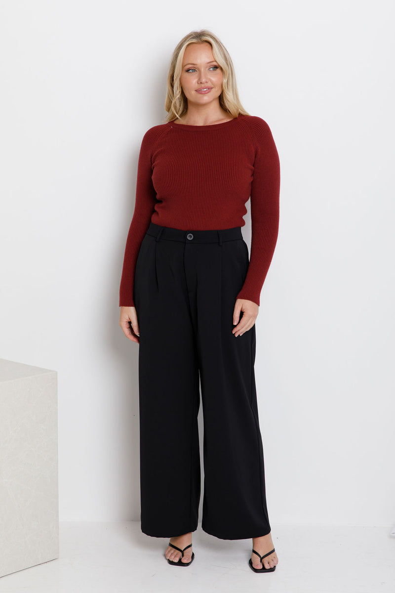 Rae Wide-Leg Pants - Black - The Self Styler