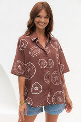 Cora Shirt - Hayman Print - Choc - The Self Styler