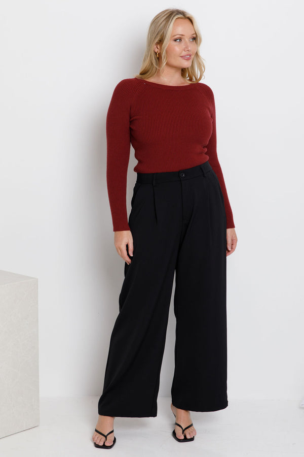 Rae Wide-Leg Pants - Black - The Self Styler