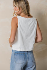 Hannah Front Tie Top - White - The Self Styler