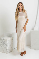 Airlie Crochet Maxi Dress - Natural - The Self Styler